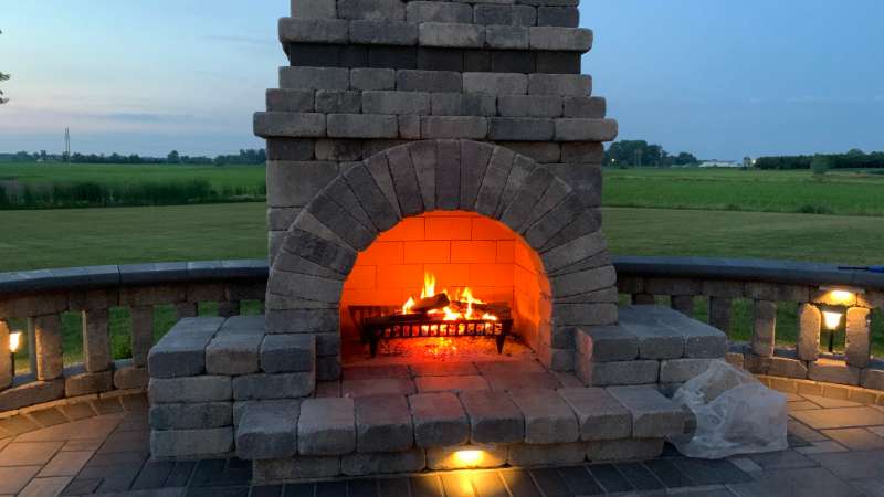 outdoor fireplace installation in Brown County, WI